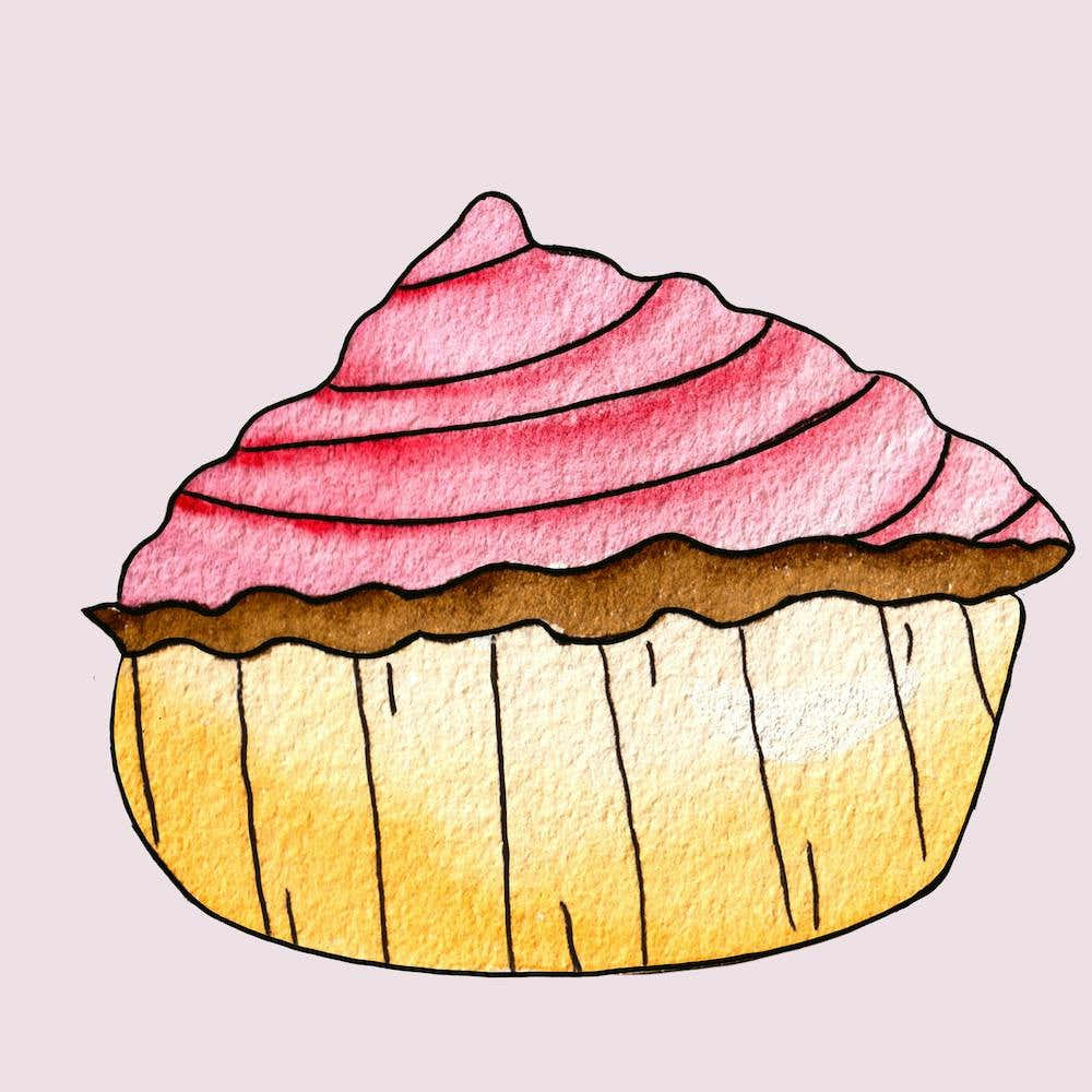 Gold And Pink Strawberry Cupcake Square