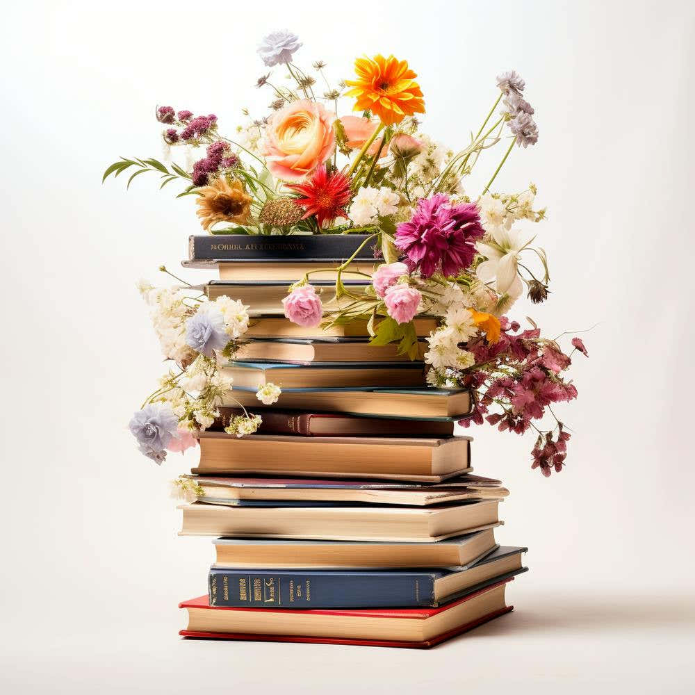 Flowers On Books 5