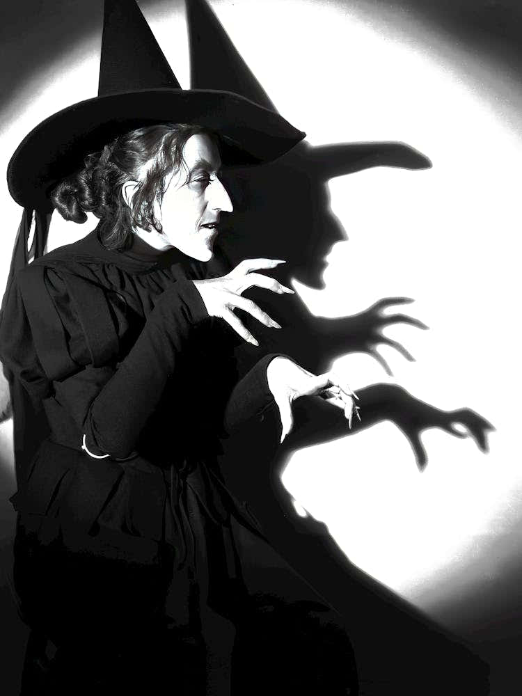 Wicked Witch Vintage Black and White Halloween Art