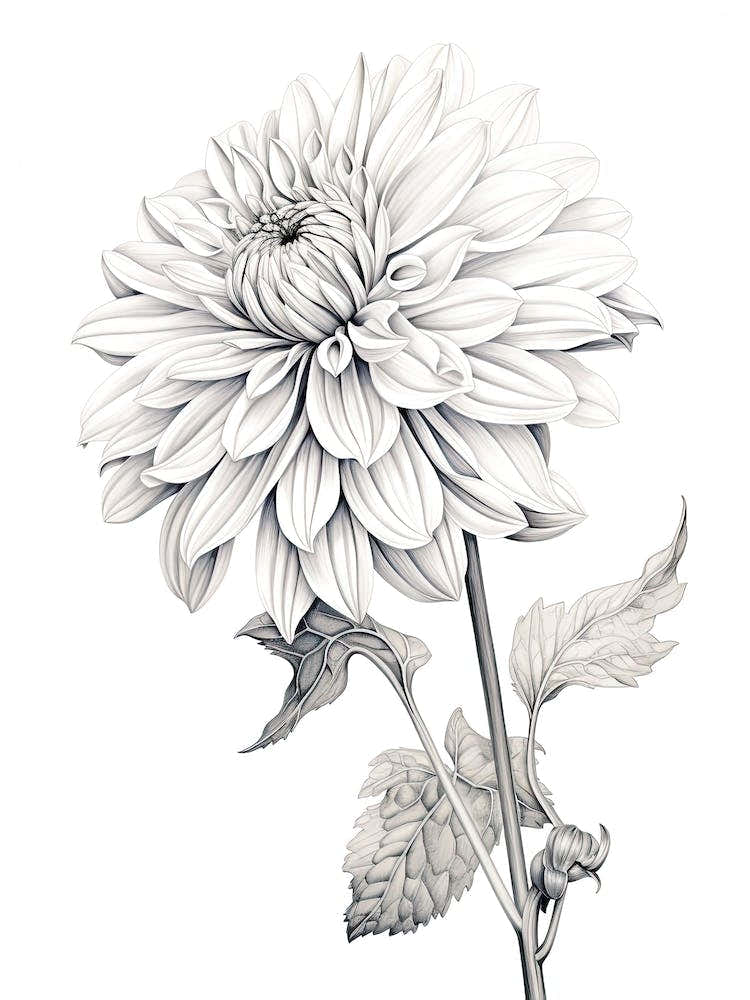 Dahlias Flower Vintage Botanical 2