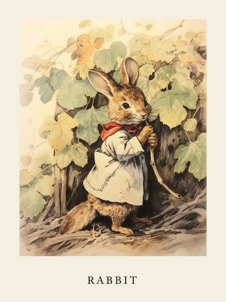 Beatrix Potter Inspired  Animal Watercolour Rabbit 1