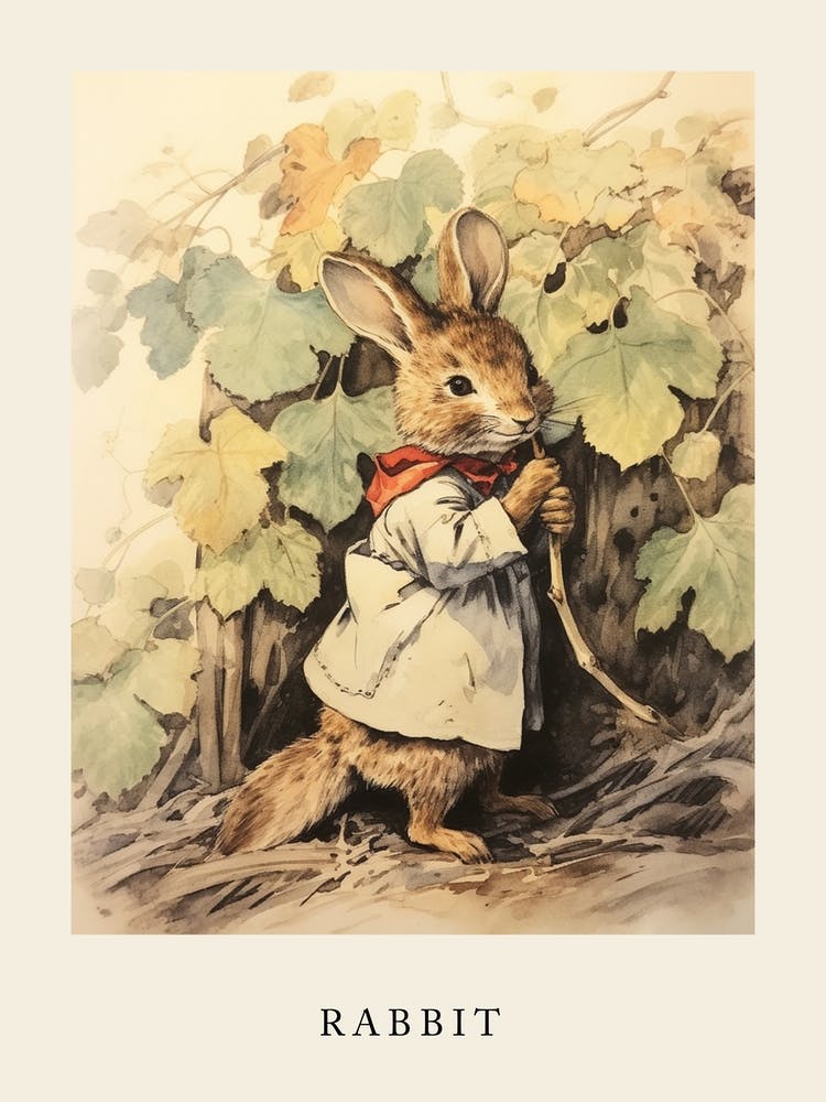 Beatrix Potter Inspired  Animal Watercolour Rabbit 1