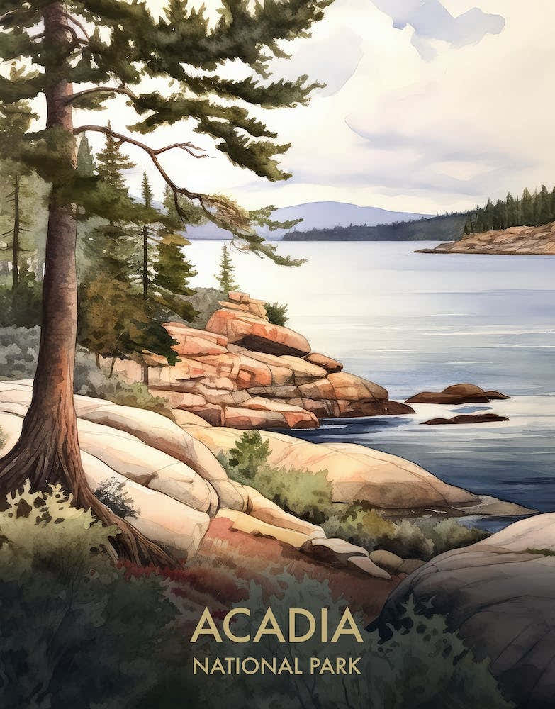 Acadia National Park Watercolour Vintage Travel Poster 4