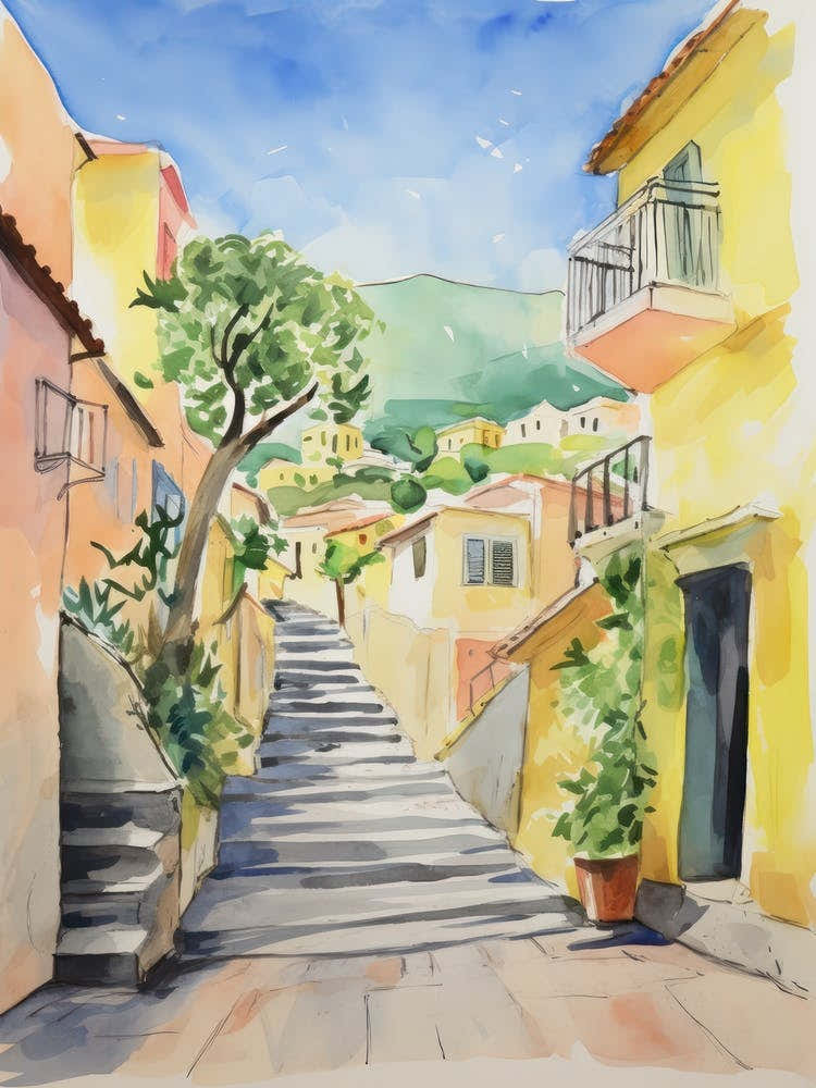 Reggio Calabria, Italy Watercolour Streets 3