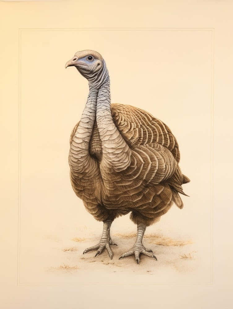 Vintage Bird Drawing Turkey 1