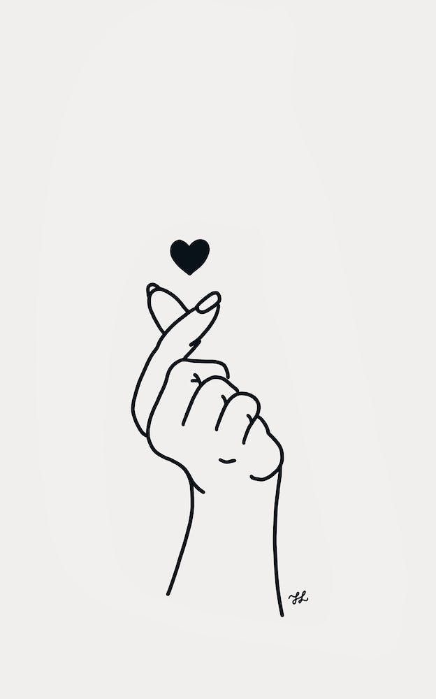 Black And White Hand Heart