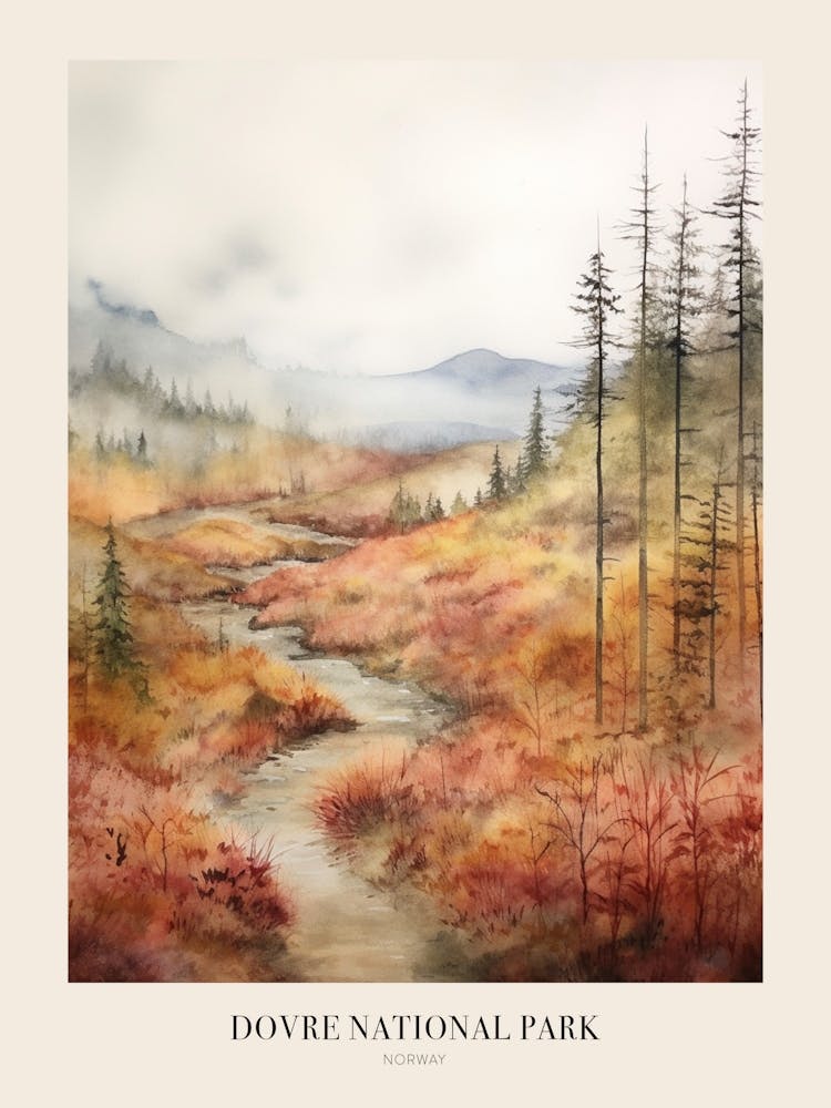 Autumn Forest Landscape Dovre National Park Norway 3 Poster