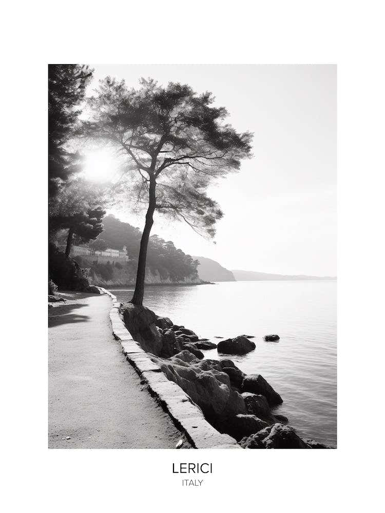 Poster Of Lerici, Italy, Black And White Photo 3