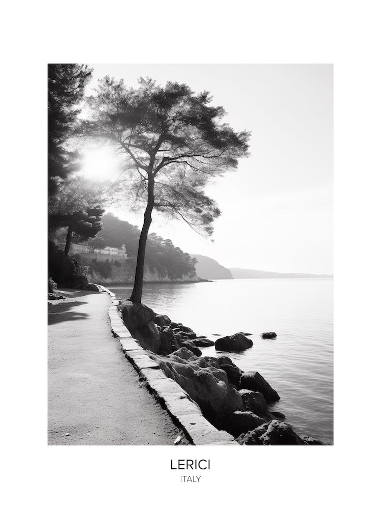 Poster Of Lerici, Italy, Black And White Photo 3