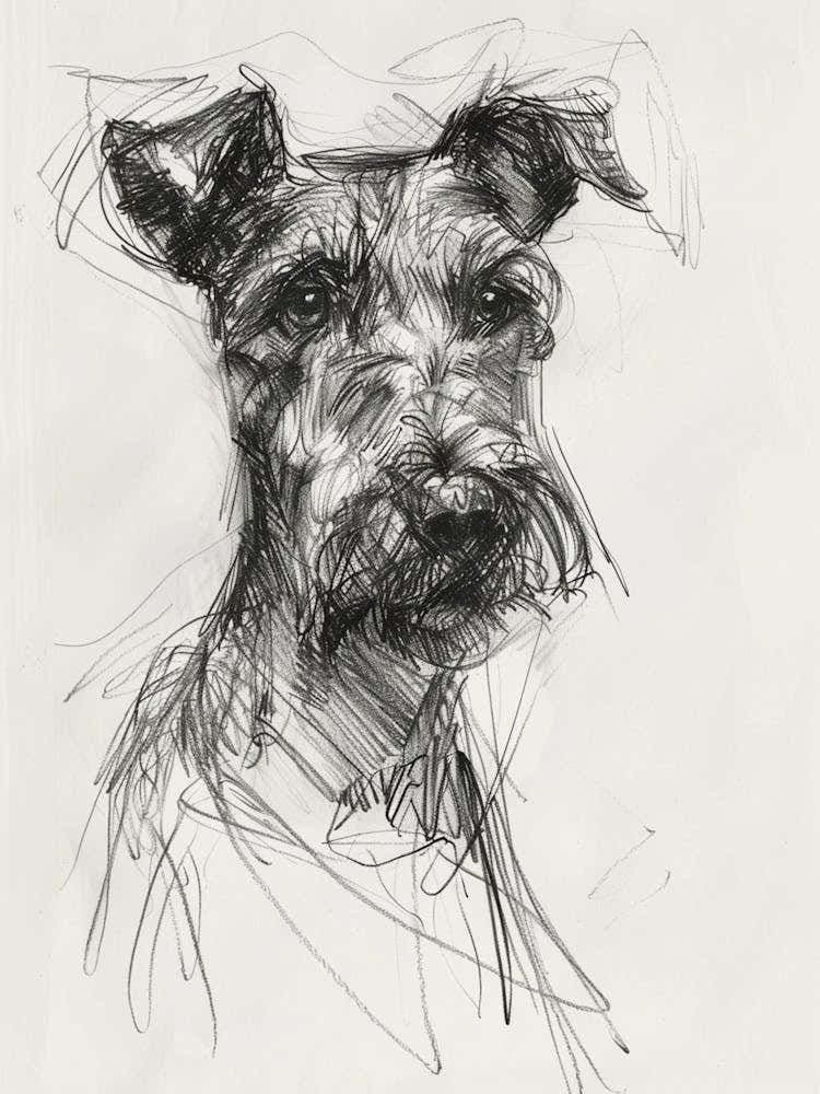 Irish Terrier Dog Charcoal Line 1