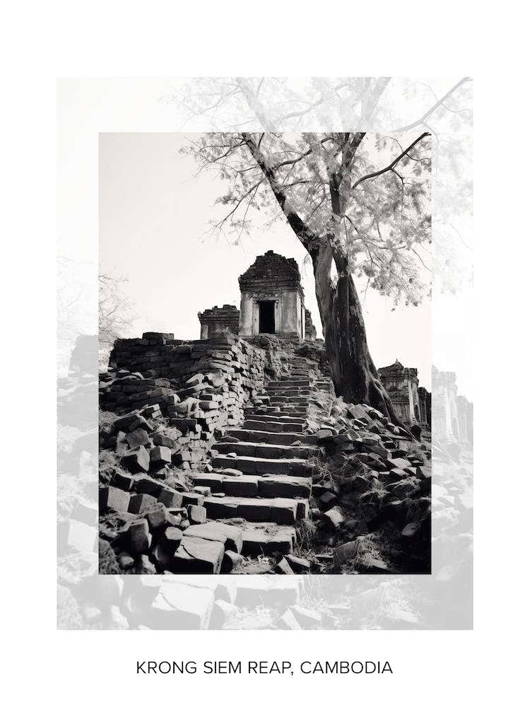 Poster Of Krong Siem Reap, Cambodia, Black And White Old Photo 2