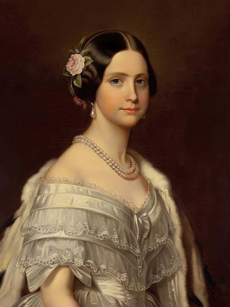 Vintage Woman Portrait, Muted Neutral Colors