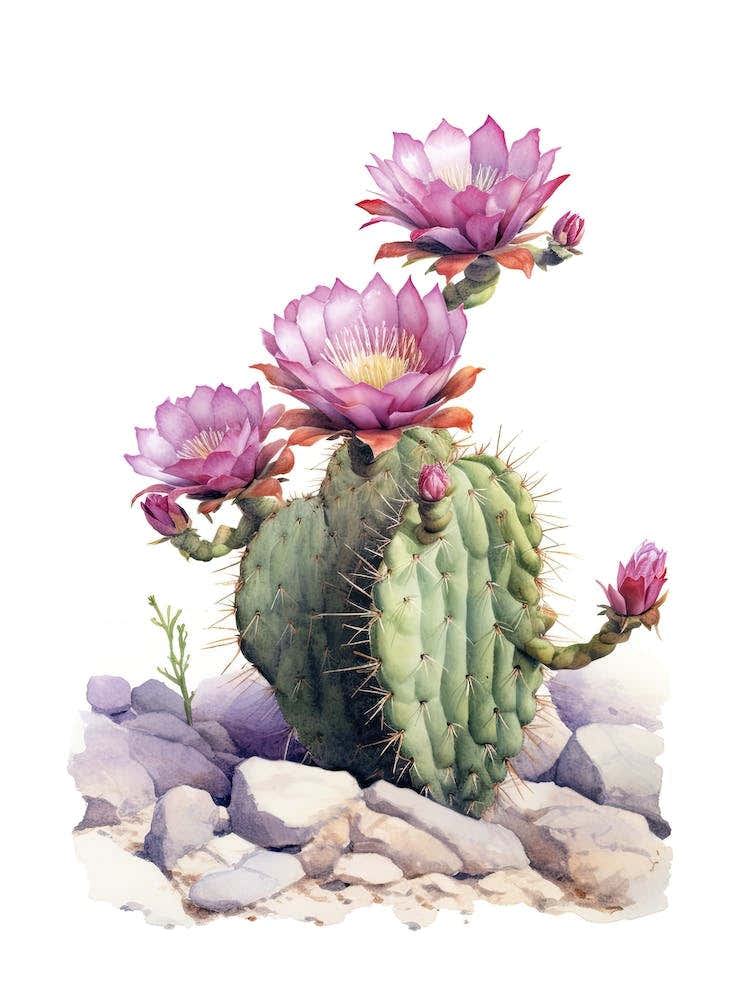Melocactus Cactus Watercolour Drawing 3