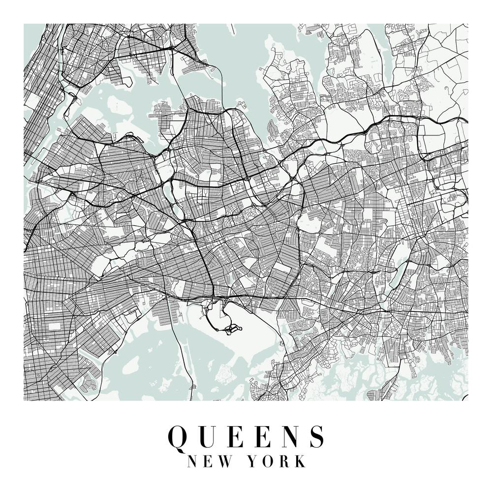 Queens New York Street Map Minimal Color Square