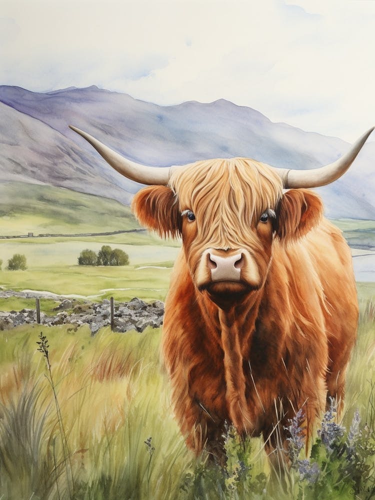 A Clear Day In The Highlands With A Curious Cow