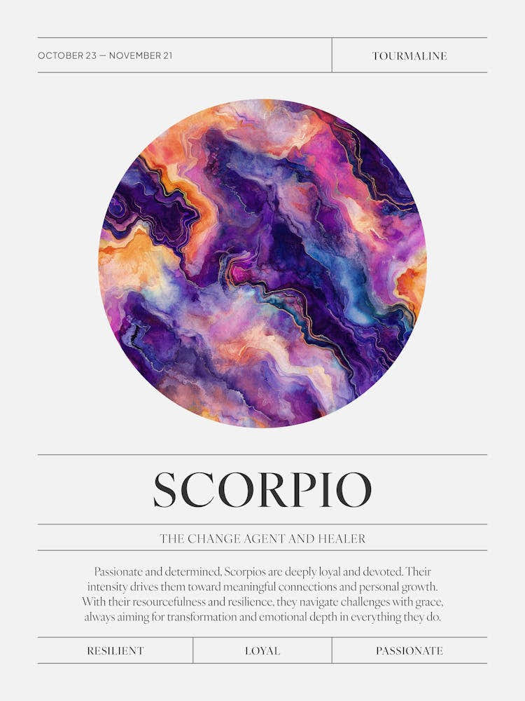Scorpio Zodiac Sign, Tourmaline Birthstone Crystal Gem