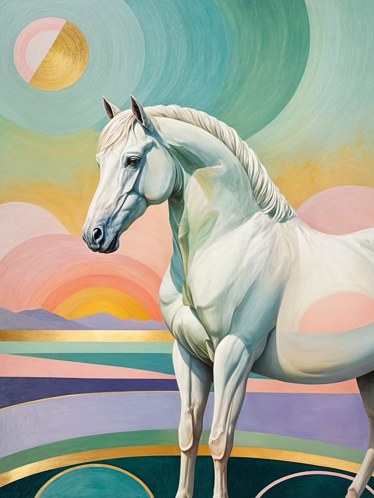 White Horse Pastel Background no1