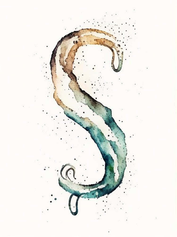 S  Letter, Alphabet Minimalist Watercolour 6