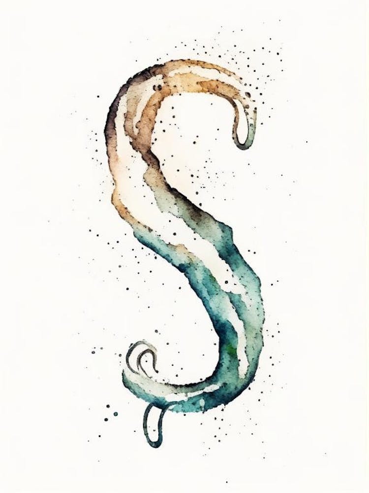 S  Letter, Alphabet Minimalist Watercolour 6