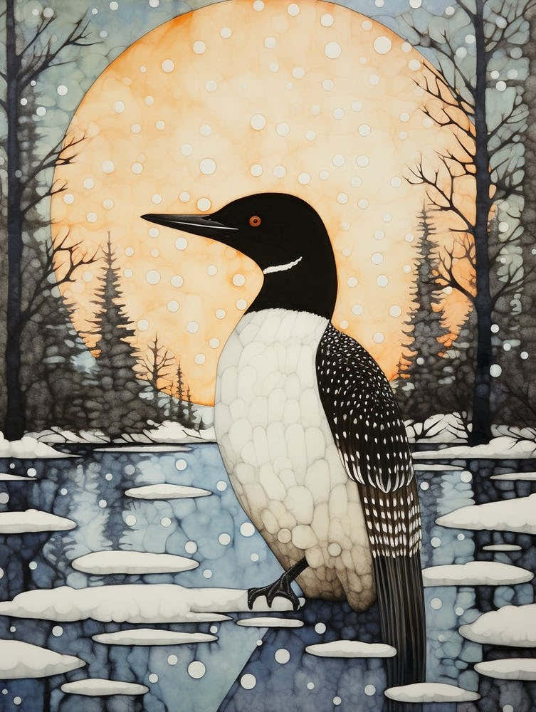 Winter Bird Painting Common Loon 2