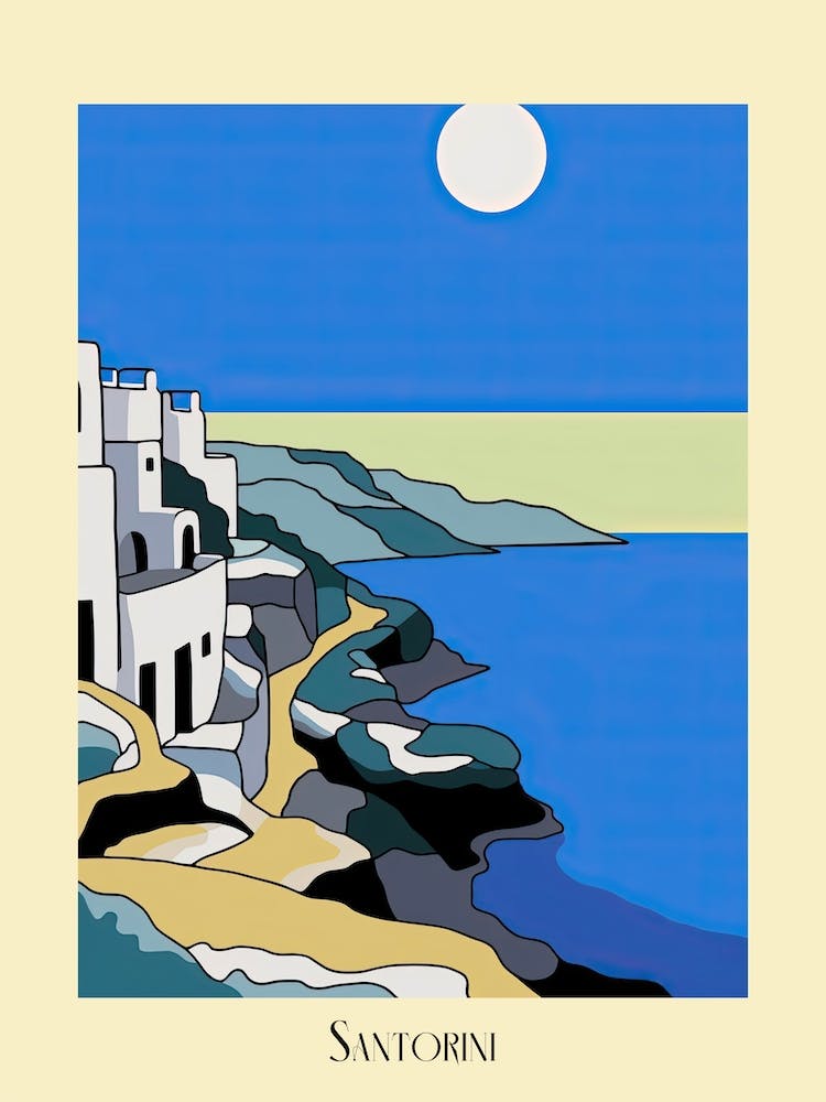 Poster Of Minimal Design Style Of Santorini, Greece 1
