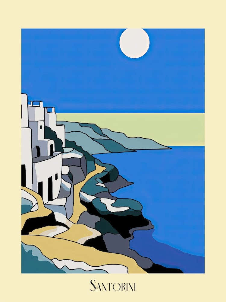 Poster Of Minimal Design Style Of Santorini, Greece 1