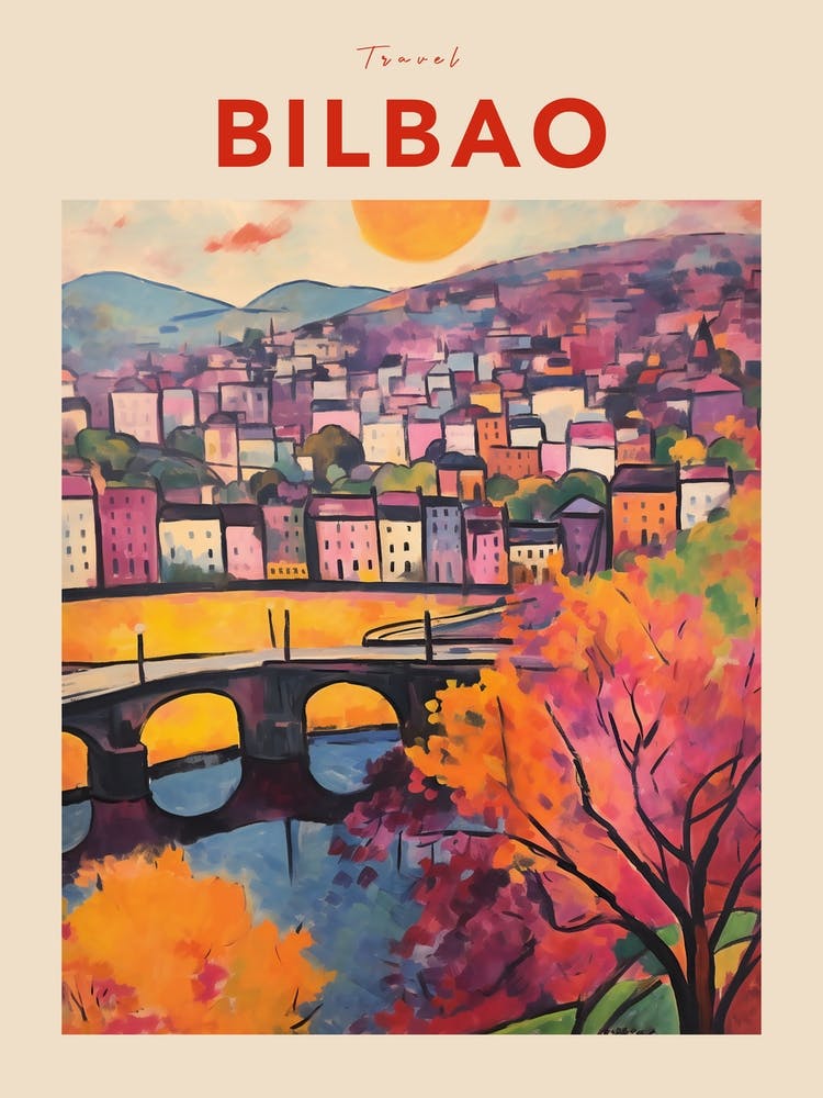 Bilbao Spain 2 Fauvist Travel Poster