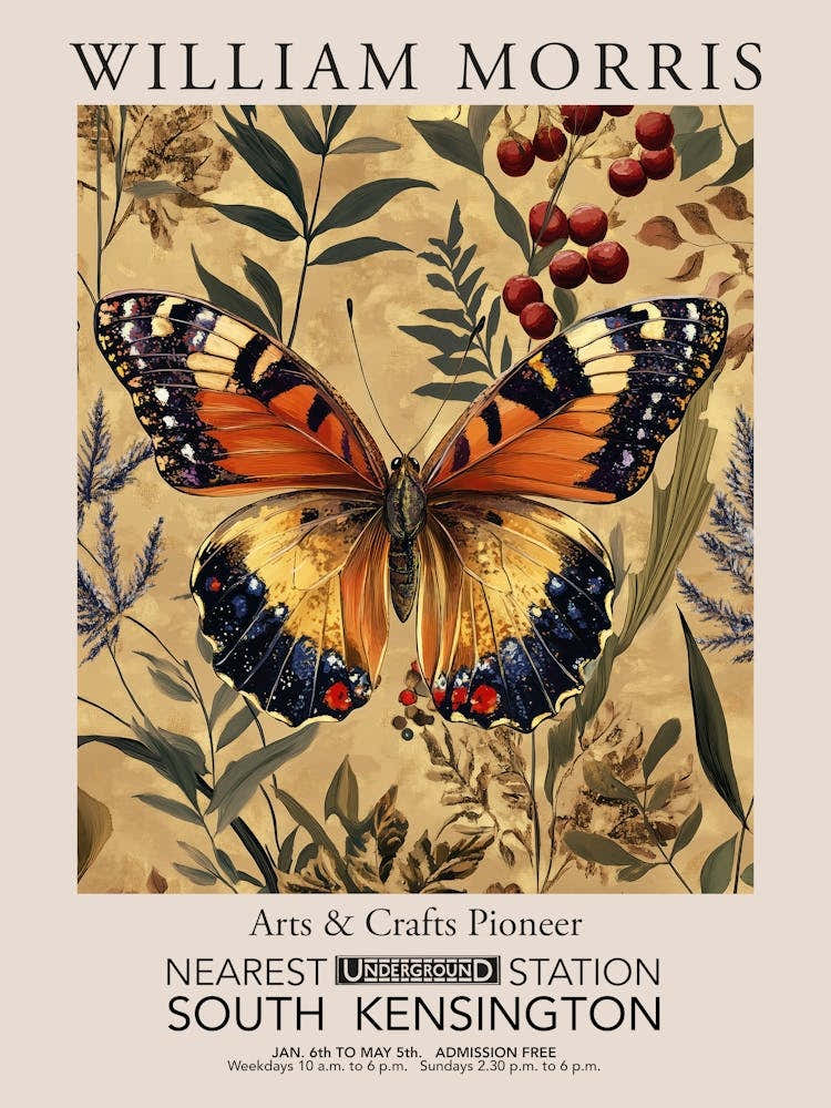 William Morris Prints Butterfly Christmas Gift Winter Vintage