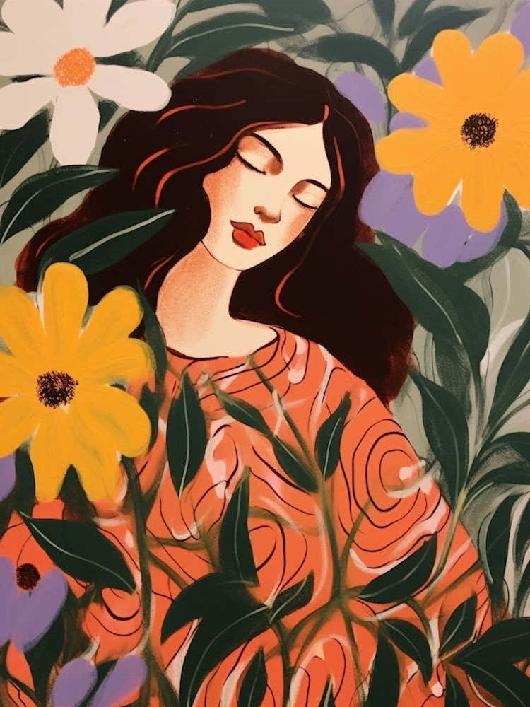 Woman With Autumnal Flowers Passionflower 3