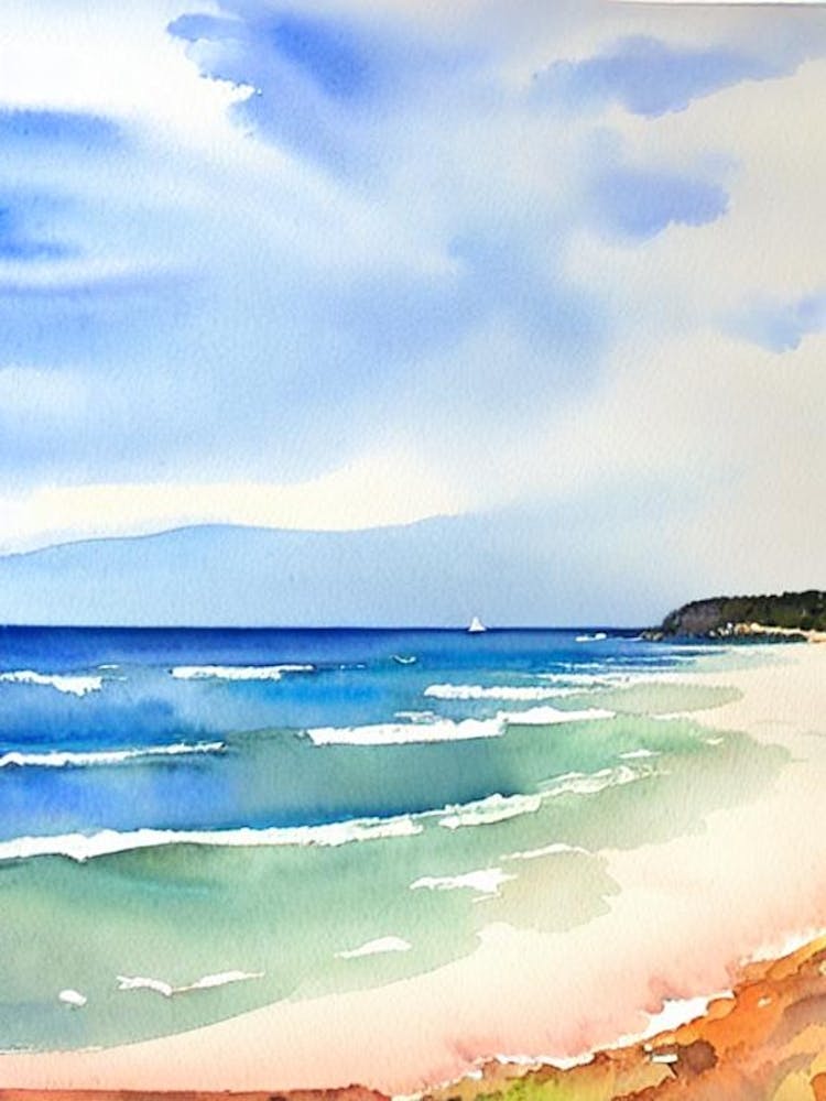 Shelly Beach 2, Australia Watercolour