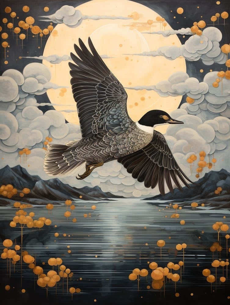 Grebe 4 Gold Detail Painting