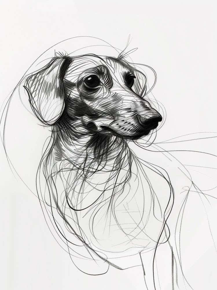 Dachshund Dog Charcoal Line 1