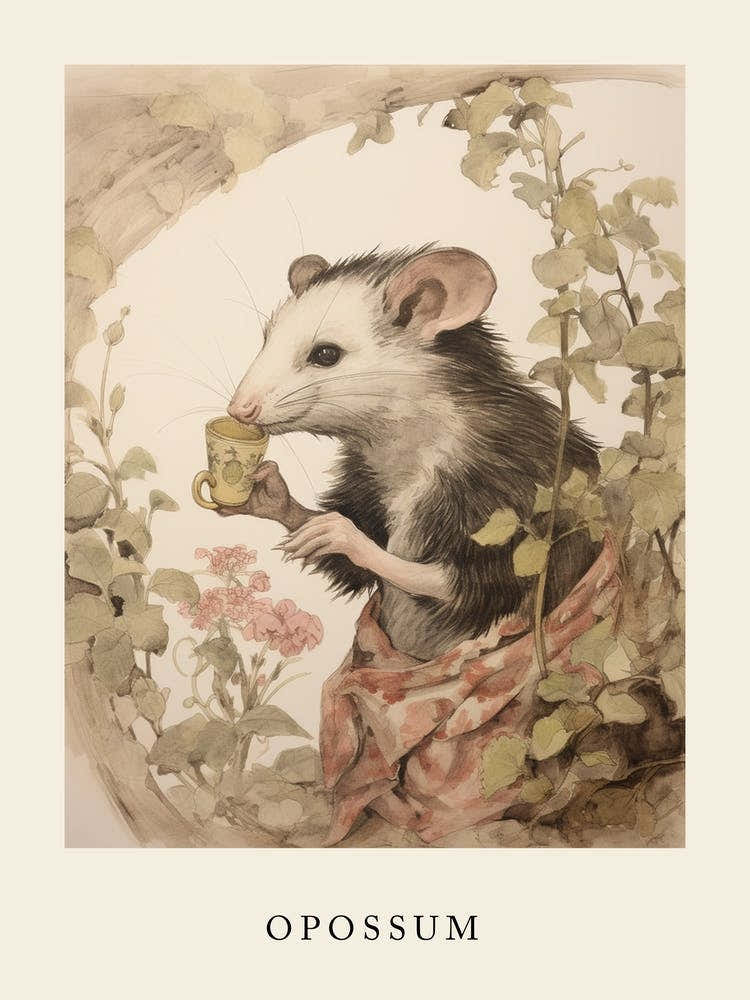 Beatrix Potter Inspired  Animal Watercolour Opossum 2