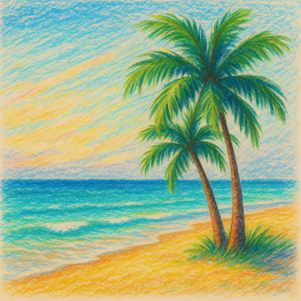 Two Palm Trees On The Beach