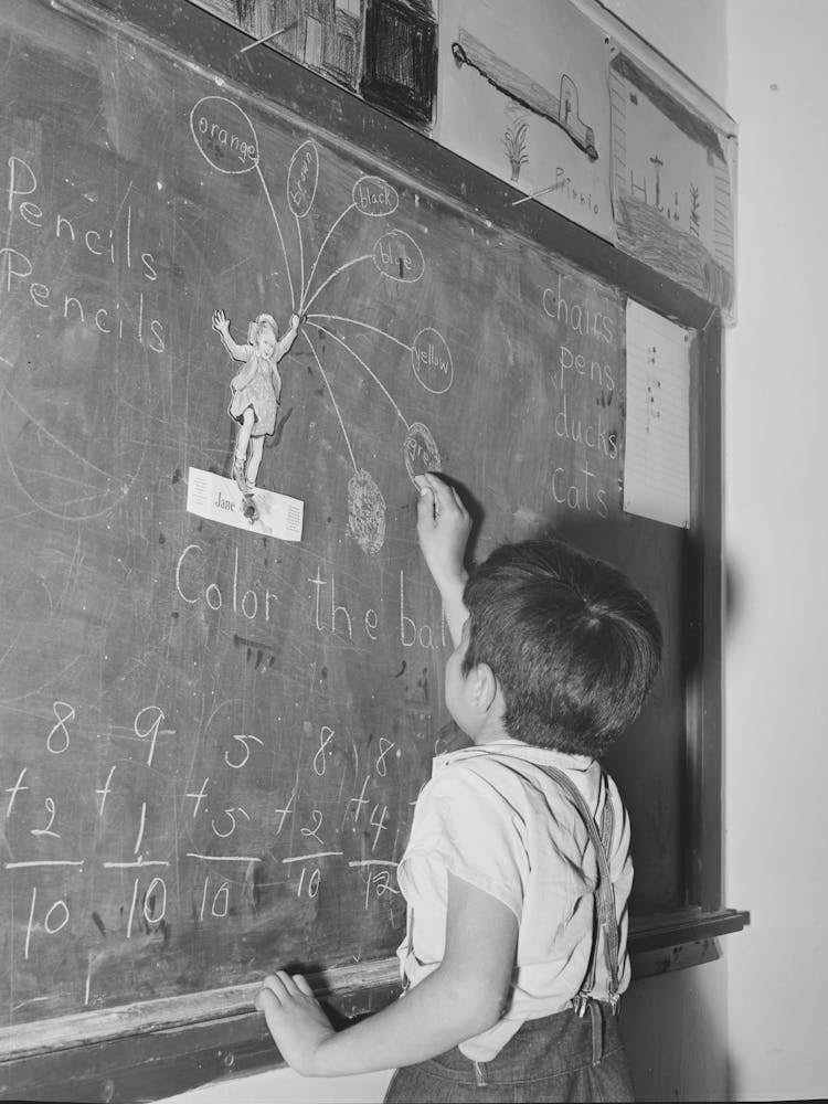 Grade School Pupil At Board, Concho, Arizona By Russell Lee