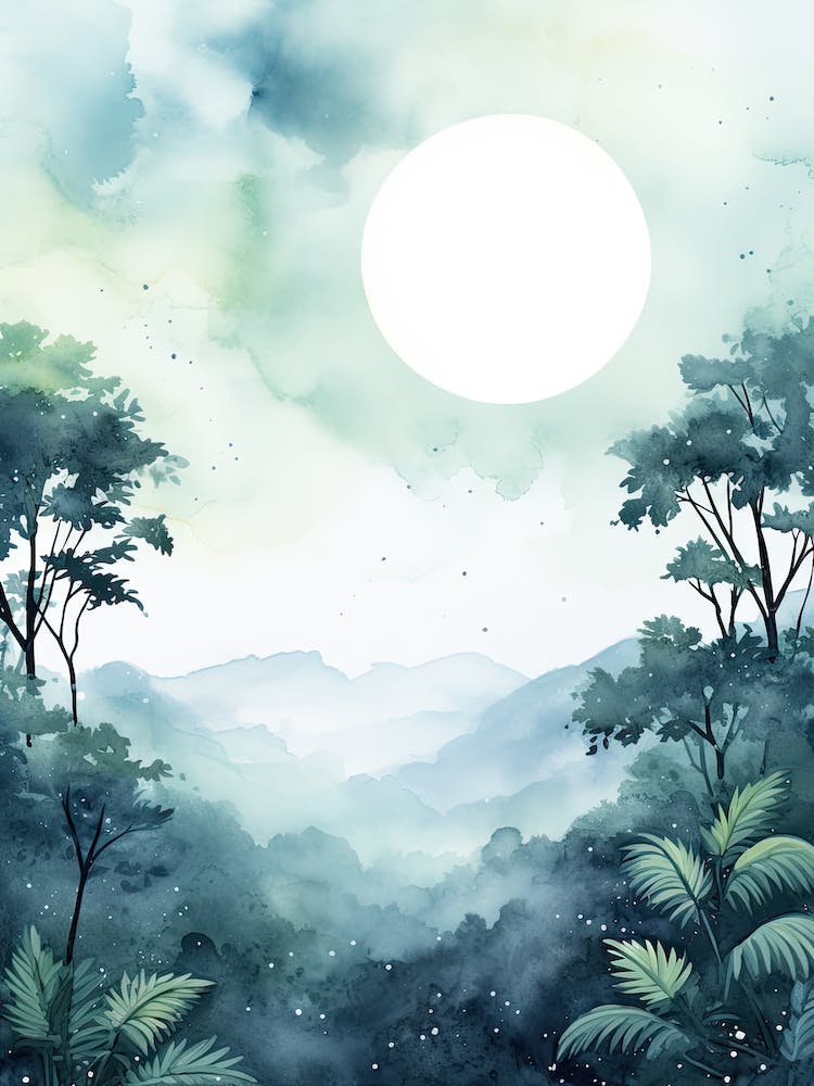 Watercolour Of Monteverde Cloud Forest   Costa Rica 3