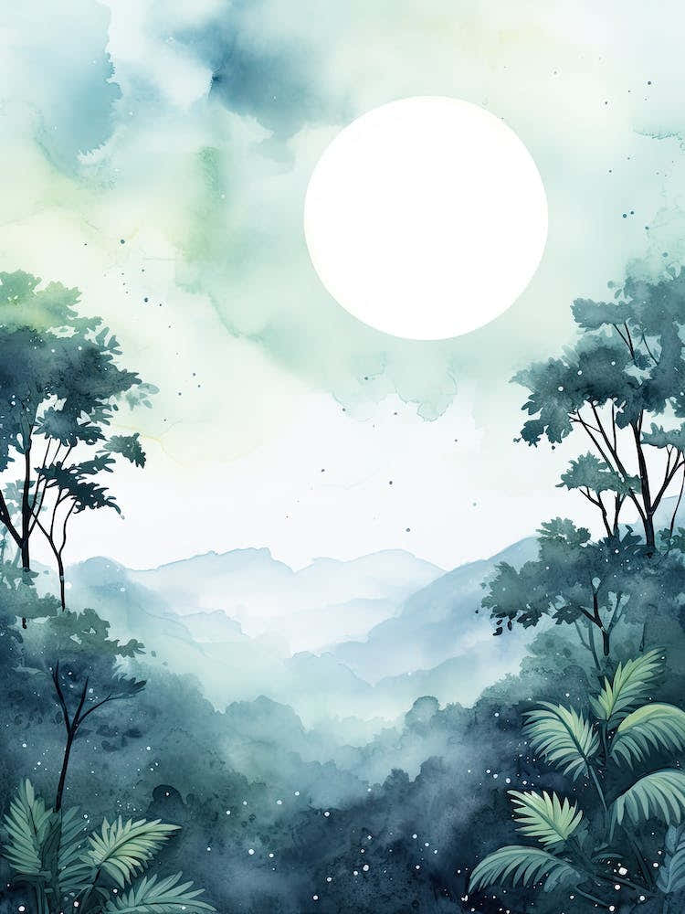 Watercolour Of Monteverde Cloud Forest   Costa Rica 3