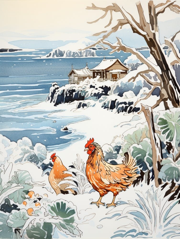 Winter Bird Painting Chicken 6