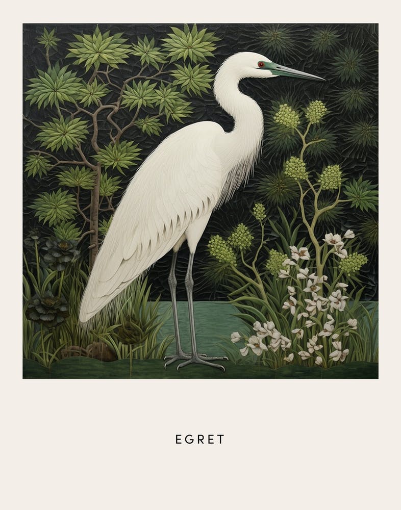 Ohara Koson Inspired Bird Painting Egret 3 Poster