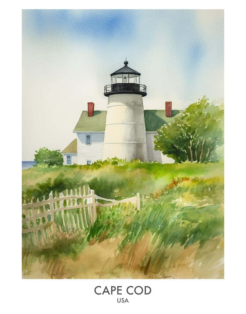 Cape Cod 3 Watercolour Travel Poster