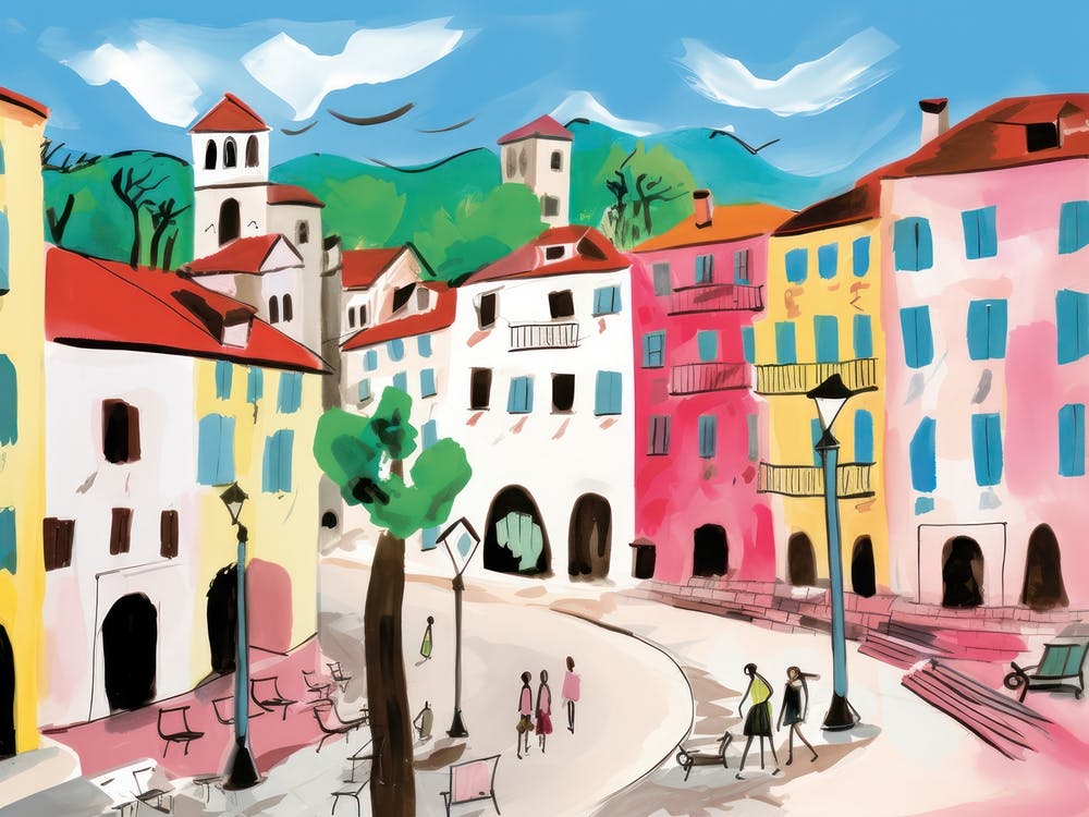 Trento Italy Cute Watercolour Illustration 2