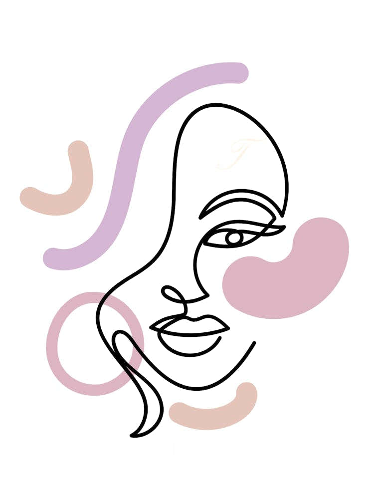 Abstract Line Colorful Face Of A Woman