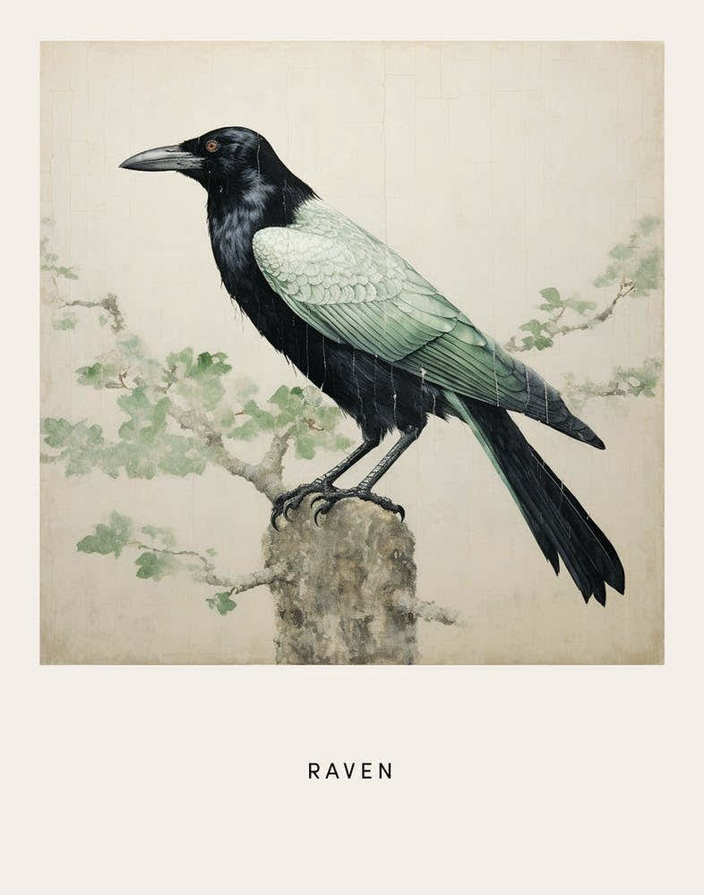 Ohara Koson Inspired Bird Painting Raven 2 Poster
