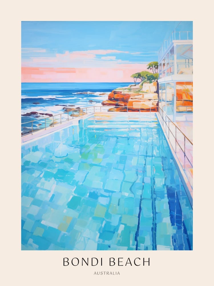 Bondi Australia 1 Midcentury Modern Pool Poster
