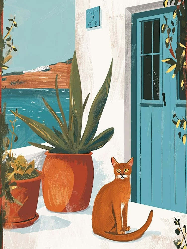 Abyssinian Cat Storybook Illustration 3