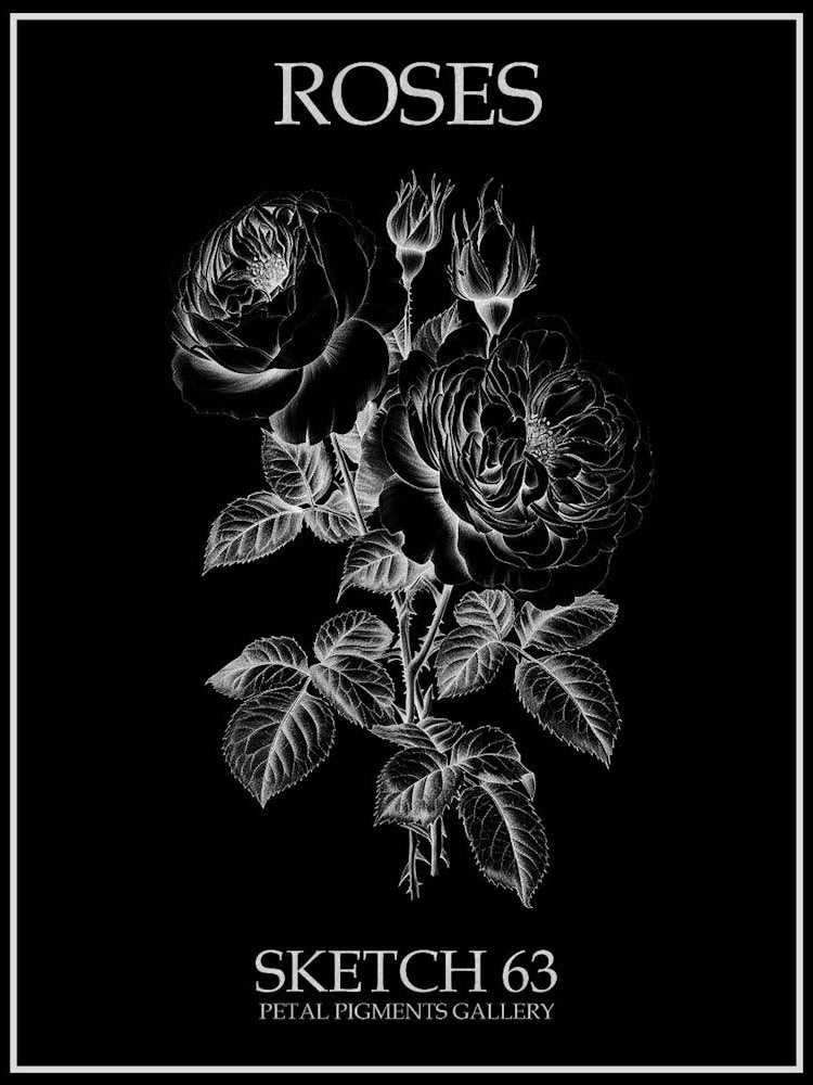 Roses Sketch 63 Poster Inverted