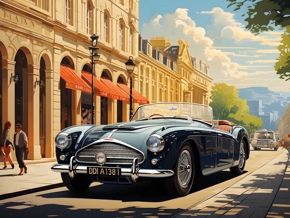 Artistic Shot Of Vintage Car In Old Europe