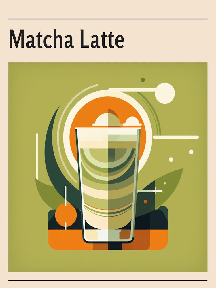 Matcha Latte Midcentury Modern Poster