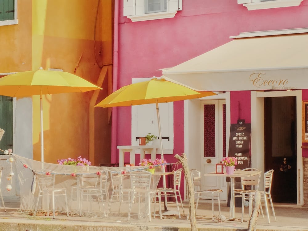 Pink And Yellow Italian Café, Venice