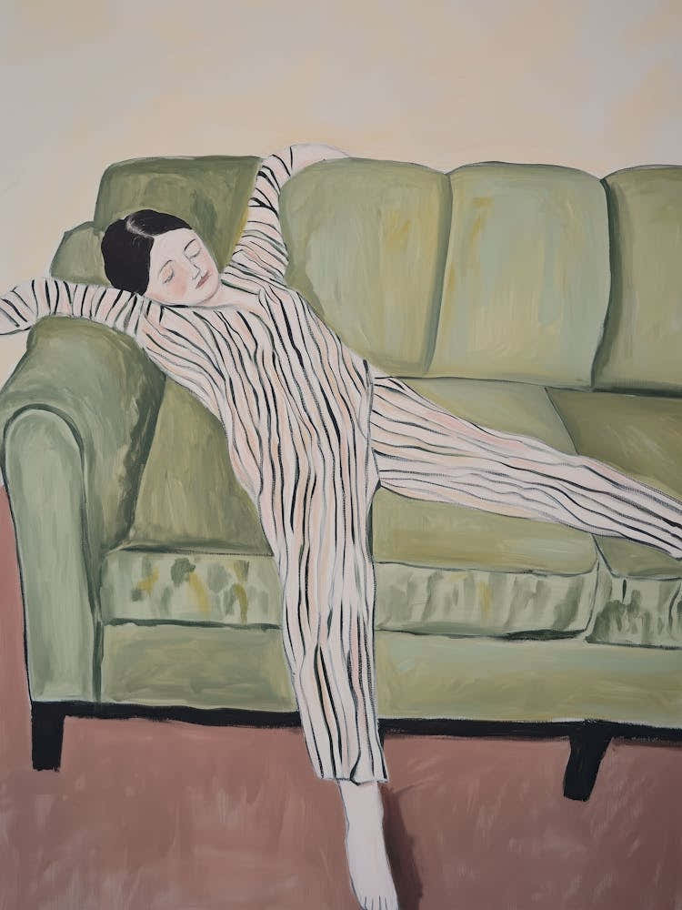 Sleeping Woman On The Couch